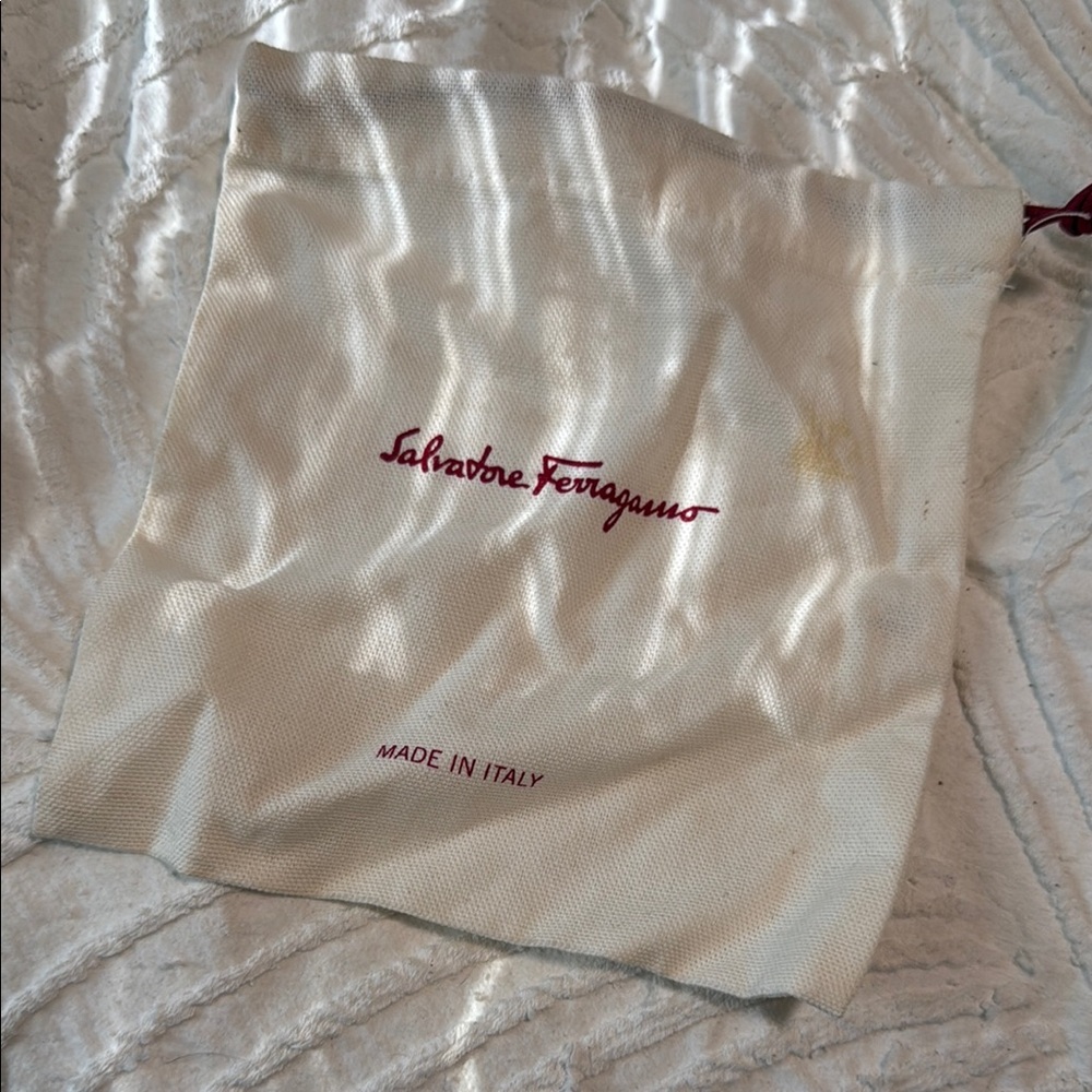 Salvatore Ferragamo White Dust Bag with Red Logo